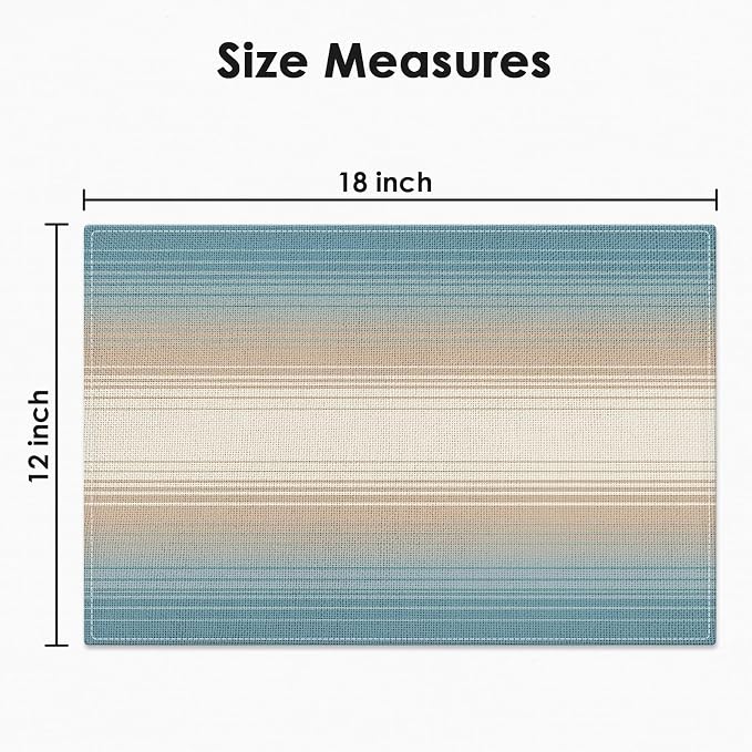 Emvency Farmhouse Placemats Set of 4, 12x18 Inch, Boho Coastal | Western Striped Art Painting Table Mats for Outdoor Home Party Kitchen Dining Decoration