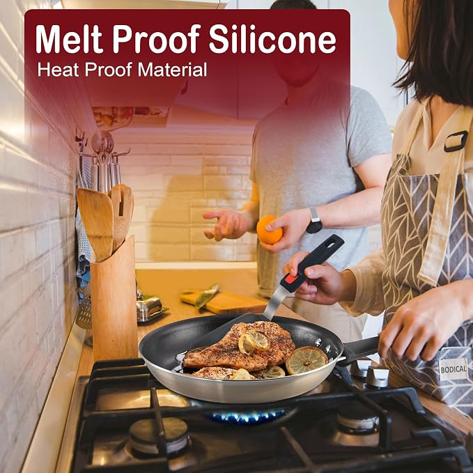 2 Pack Silicone Spatula Turner, 600°F Heat Resistant Kitchen Spatula Set for Nonstick Cookware, Cooking Utensil Set for Egg Pancake Flipper/Heat Resistant Silicone Grip | 600°F Heat Resistant, Spatulas For Nonstick Cookware, Cooking Utensils Set, Panca...