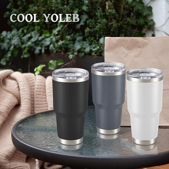 30 oz Tumbler with Lid Stainless Steel Tumblers Bulk, 12 Pack | Vacuum Insulated Cup, Leak Proof Lid, Powder Coated Travel Mug, Double Wall, Keep Cold Drinks for 12 Hours, Gray