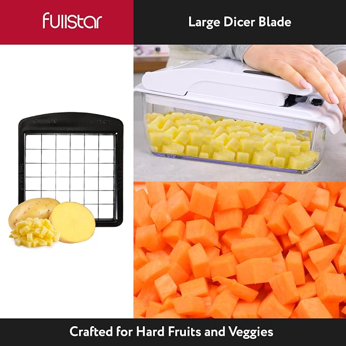 Fullstar Blade Replacement Set For Select Fullstar Vegetable Chopper Models | 2 pc Insert Set, Large Dicer for Potatoes & Apples, Small Dicer for Onions & Tomatoes, 3.9 x 4.4 inches