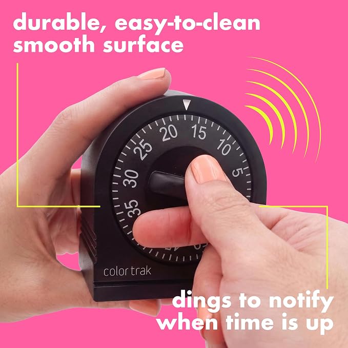 Colortrak 60 Minute Wind Up Timer, No Batteries Required, Black | Mechanical Visual Countdown for Salon Color Processing, Chemical Services, Tanning, Kitchen & Kids Activities
