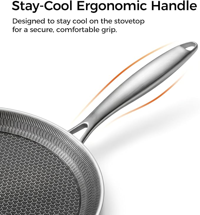 Stainless Steel Crepe Pan Honeycomb Nonstick Griddle Skillet | Premium Hybrid Cookware for Tortillas, Flatbreads and Omelets. Gas, Electric and Induction Stovetops Compatible.