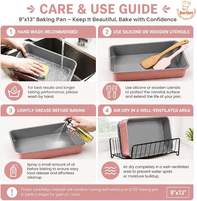 9x13 Baking Pan 2 Pack, Heavy Duty 2.5" Deep Lasagna Pan Nonstick | 9 x 13 Cake Pan Carbon Steel Lasagna Pans, 2.5 Inch Deep 13 x 9 Rectangular Cake Pans Set for Brownies, Casserole & Roasting