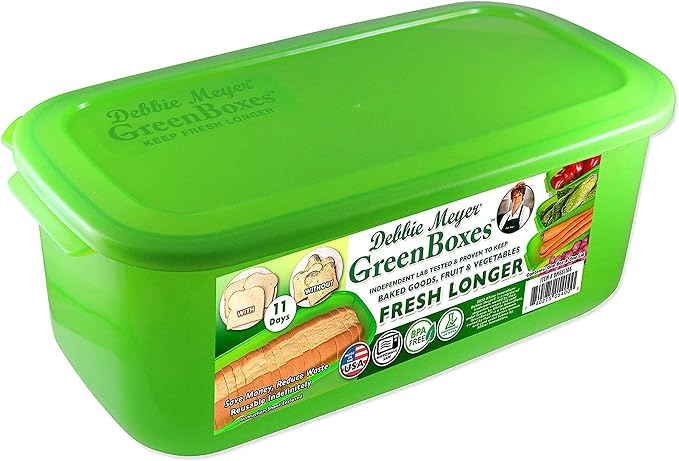 GreenBoxes - Bread Box for Kitchen Countertop, BPA-Free | FoodFresh Technology, BPA-Free Reusable Food Storage Container, Helps Keep Bread, Fruit, Vegetable & Snacks Fresh Longer