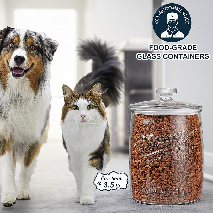 1 Gallon Glass Cookie Jar, Airtight Lid & Wide Mouth Mason Jar | Large Apothecary Jar for Sugar,Candy, Rice, Flour, Dog Treat & Pantry Organization. BPA-free Glass, Leak-proof Seal, Reusable