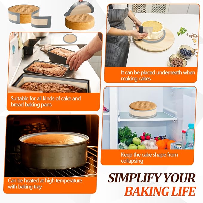 Reallnaive 2 Pack Springform Pan Protector 9 Inch Nonstick Silicone Mats for Baking Easy Clean Cake Pan Liners for Cheesecake Pan, Prevent Cake from Sticking to Side and Bottom