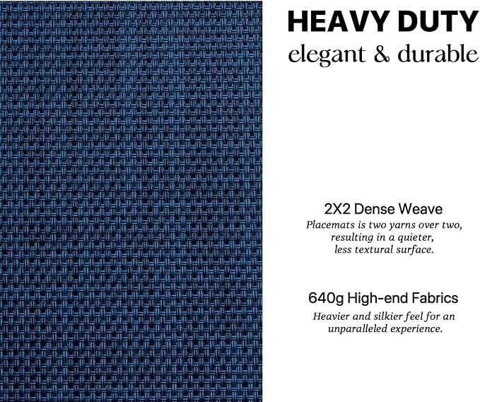 LEXMORE Placemats Set of 4 Vinyl/Plastic Woven Place Mats for Kitchen Table Indoor/Outdoor Washable Placemat Wipeable Dining Table Mats(Navy Blue)