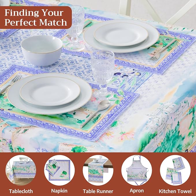 Maison d' Hermine Placemats Set of 4 Reusable 100% Combed Cotton (13"x19") | Cloth Place Mats Washable Table Mats for Kitchen Dining Party Wedding Hotel Home Restaurant Spring Summer - Luberon