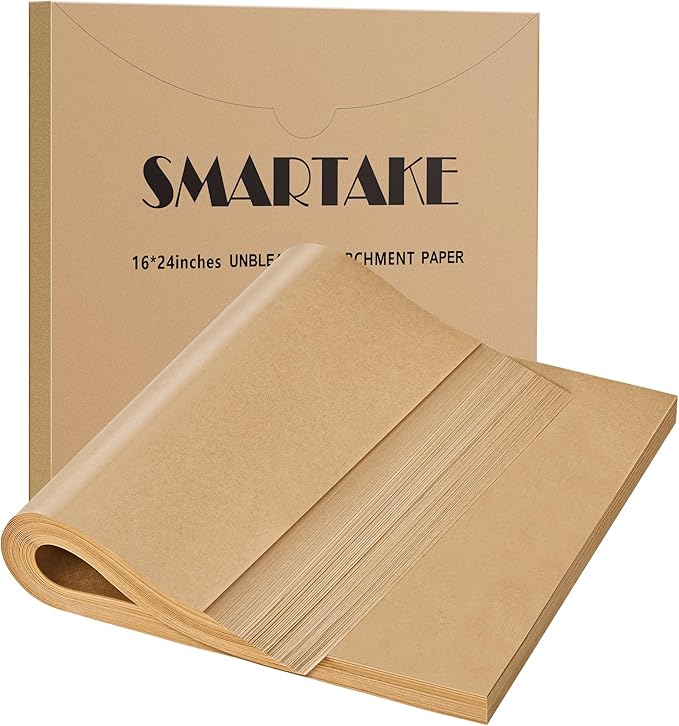 SMARTAKE 200 Pcs Parchment Paper Baking Sheets, 16x24 Inches, Non-Stick | Unbleached Pre-Cut Greaseproof Baking Parchment, Oven Safe up to 450°F, for Grilling Frying Steaming Bread Cup Cake Cookies