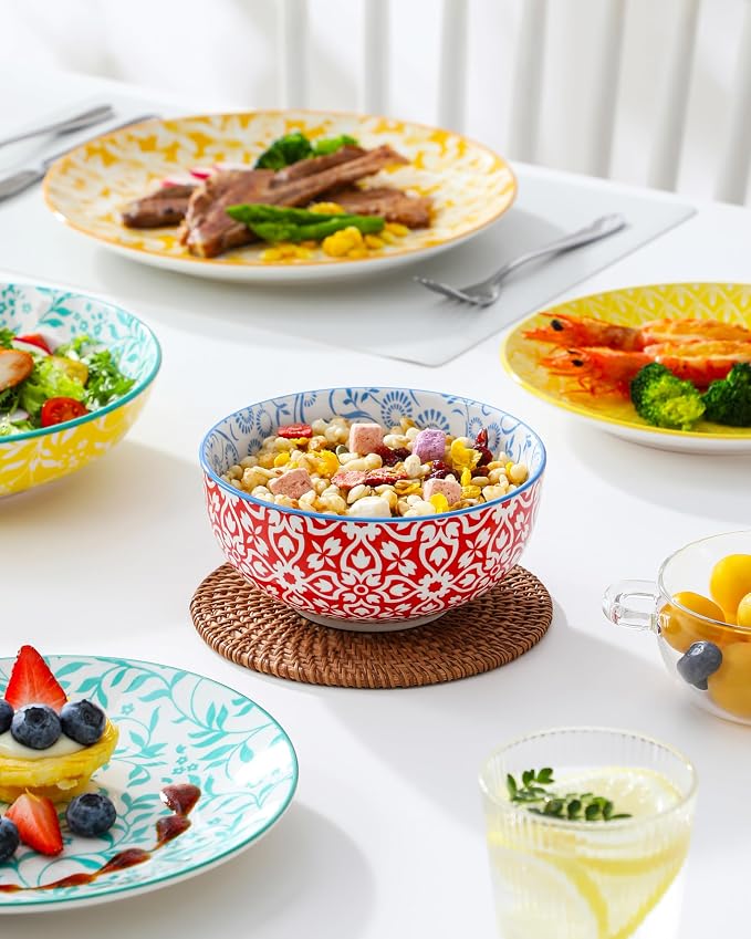 vancasso SELENE Plates and Bowls Set for 6, 24 Pieces Dinnerware Sets, Mircowave and Dishwasher Safe Dishes Set, Porcelain Pastel Dinnerware