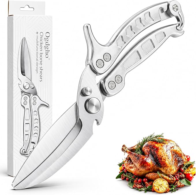 Kitchen Scissors All Purpose Heavy Duty, Stainless Steel Heavy Duty Kitchen Shears for Bone, Poultry, Chicken, Vegetable, Meat & Seafood Cooking Food Scissors With Safety Spring Lock