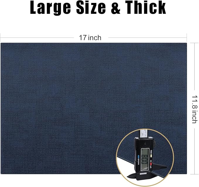 Homaxy PU Faux Leather Placemats for Dining Table, Set of 4, Navy Blue | Waterproof Wipeable Washable Table Mats, Easy to Clean Anti-Slip Place Mats, 11.8" x 17"