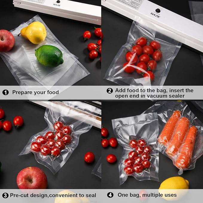 Outus 4 x 6 Inch Vacuum Heat-Seal Bags Pre-Cut Vacuum Sealer Bags for Food Preservation (120 Pieces)