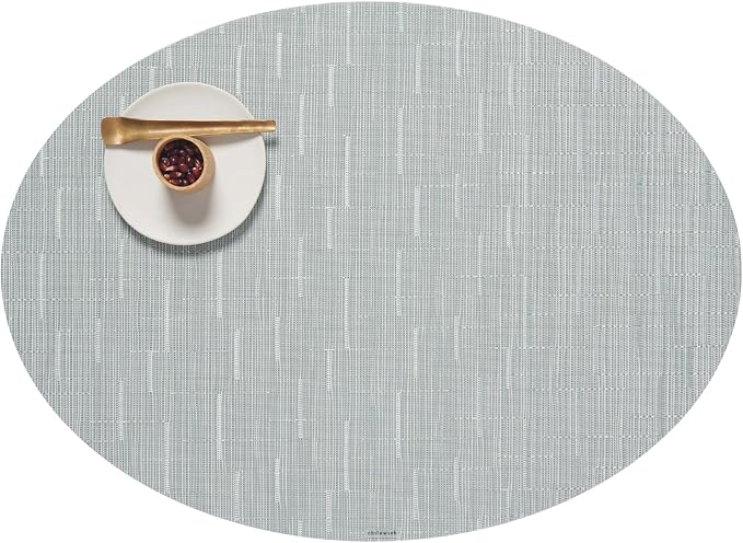 Chilewich Bamboo Placemats Set of 4, Woven Oval Placemats | Reusable, Stain-Resistant, Indoor/Outdoor Tabletop Protection, 19" x 14", Seaglass