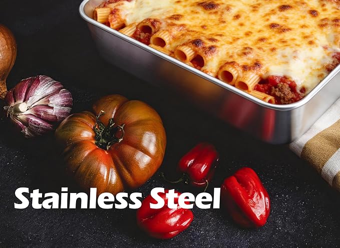 Leonyo Non-Toxic 8x8 Stainless Steel Baking Pan Square Cake Pan, 8 Pack | Commercial-Grade Metal 8x8IN Pan Square Baking Dish For Brownie, Cornbread, Banana Bread, Lemon Bars, Dishwasher Safe