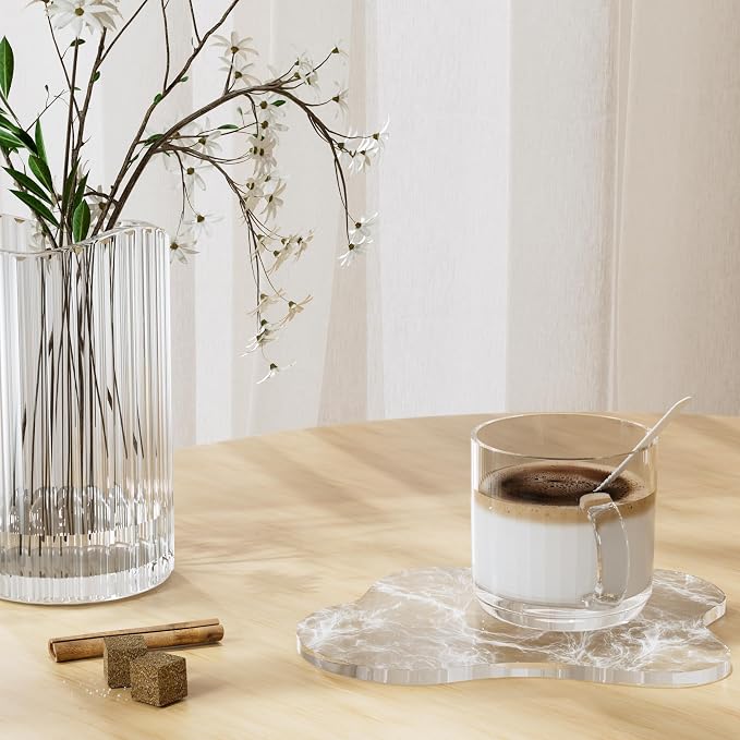 Acrylic Coaster Decorative Plates, Irregular Bar Drink Coaster,Perfect for Tabletop Protection and Accessories Display.（Fog）