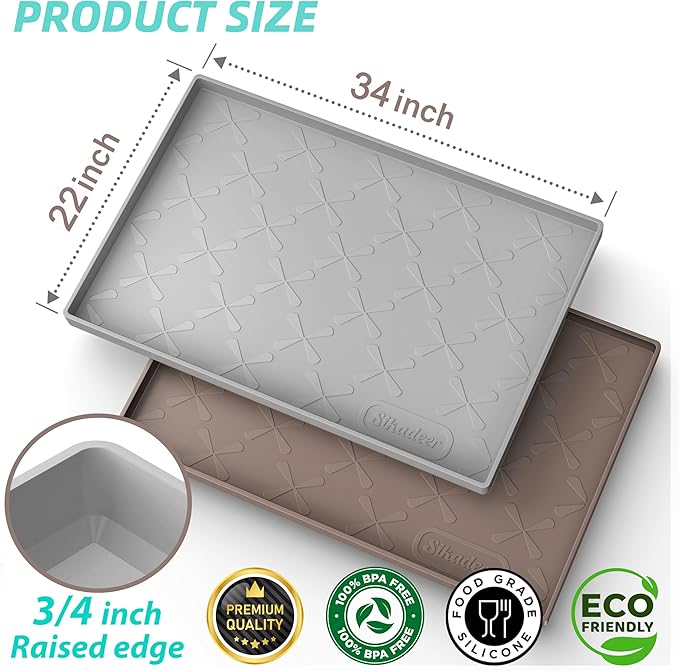 Waterproof Under Sink Mat 34" x 22", Silicone Mat Kitchen liner | BPA-Free Silicone Tray with Raised Lip Protect Cabinets from Leaks, Versatile Home Organizer for Bathroom, Pets, Boots, Floor