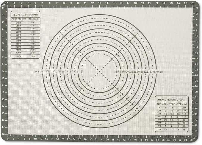 Amazon Basics Nonstick Silicone Pastry Baking Mat with Measurements, BPA-Free, Oven-Safe, Extra Large 20 x 28 in