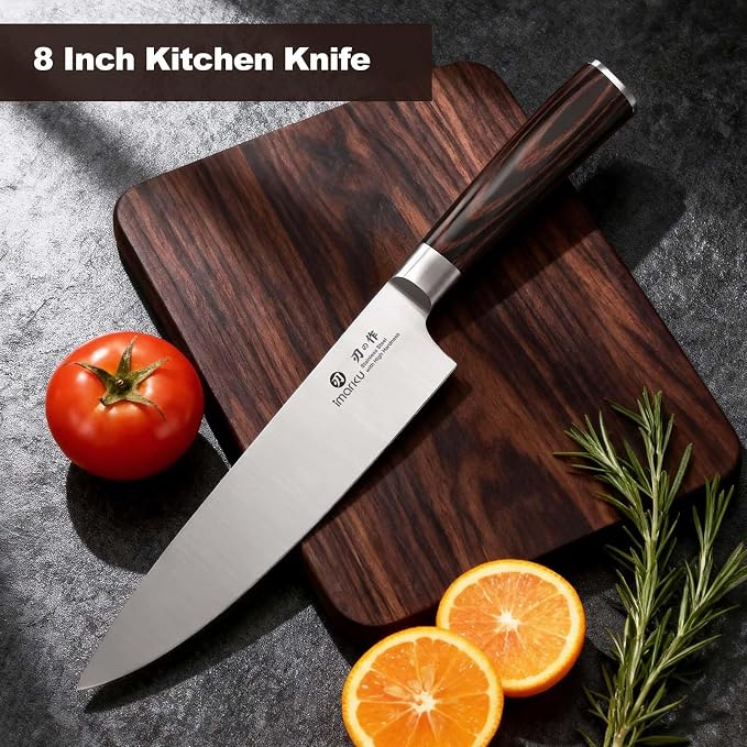 imarku Chef Knife 8 Inch, Professional Kitchen Knife in Japanese HC Steel | Super Sharp Knife With Ergonomic Handle, Cooking Knife With Gift Box, Kitchen Gadgets, Best Gifts for Family and Friends