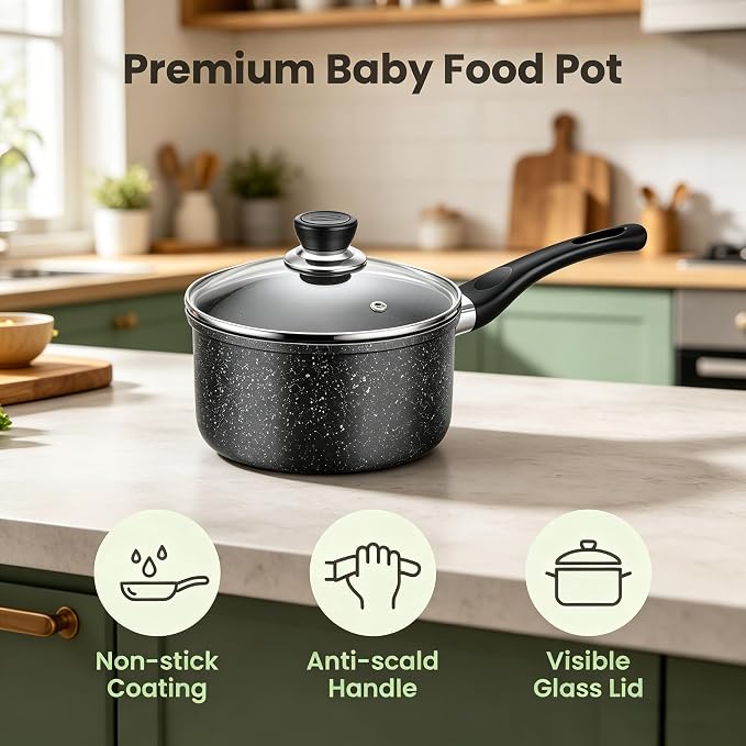 1.5 Quart Saucepan with Lid Nonstick Small Sauce Pan Pot for Cooking