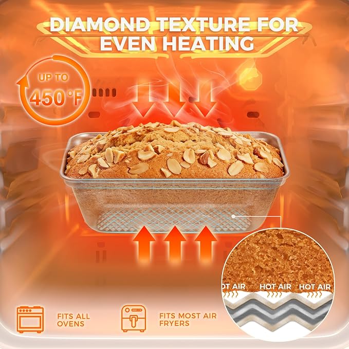 3 Pack Nonstick Mini Loaf Pans, 6 x 3.3 x 2 Inch Small Bread Pans for Homemade Bread, Tiny Banana Baking Tins with Diamond Texture, Non-toxic Mini Meatloaf Pans Set, Champagne Gold