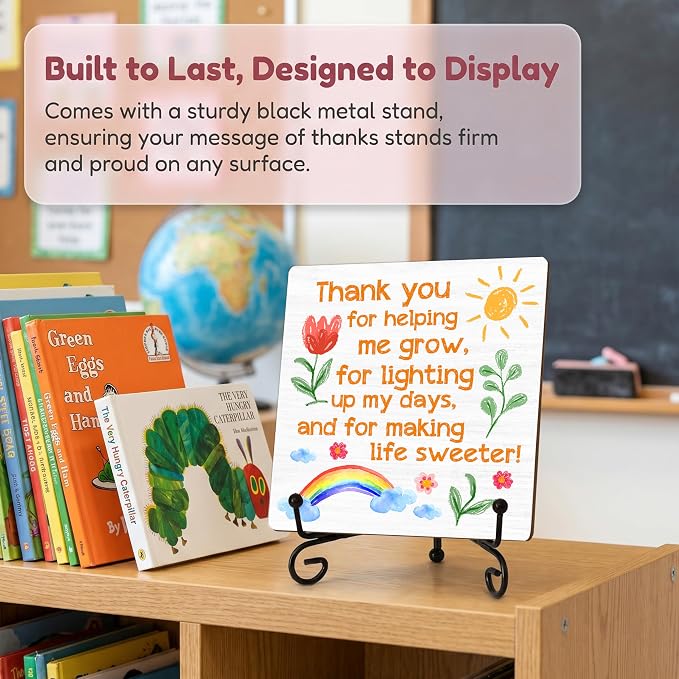 Teacher Appreciation Gifts for Women Men | 5" Wooden Plaque Sign for Mentor Teacher Coach Gifts | Teachers Day Gift from Student Desk for Home Office Decor - A06