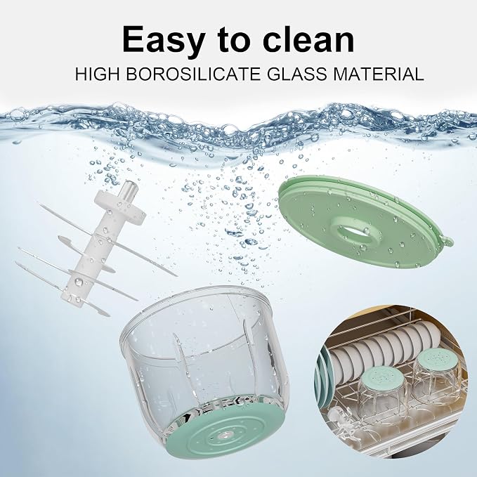 Upgraded Baby Food Maker, 10oz Food Processor with 8 Blades, Quiet Fast Blending, Food-Grade Glass Bowl, BPA-Free, Leak-Proof Sealing Design, Easy to Clean Baby Food