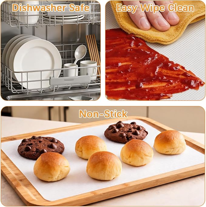 Silicone Baking Mat Roll -12IN x 10FT Non Stick Heat Resistant Food Grade Baking Mats, No Slip Reusable Freeze Dryer Mat,Pastry Mat,Countertop Protector Mat, Washable Oil-Proof Refrigerator Liners