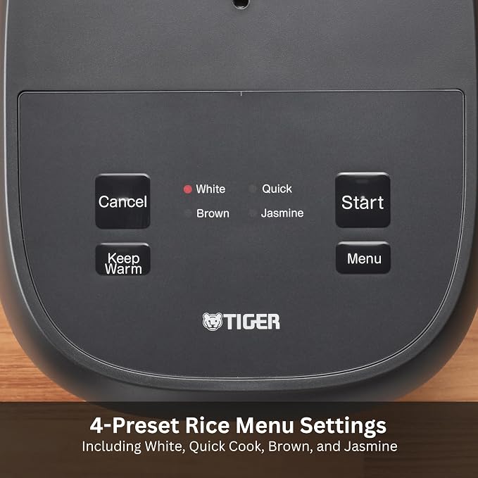 TIGER JBT-B18U-KY 10 Cup (Uncooked) Micom Rice Cooker and Warmer with Non-Stick Ceramic Coated Inner Pot and 4 Auto-Cook Settings, Black