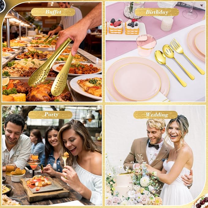 10 PCS 18/8 Gold Stainless Steel Serving Utensils Set