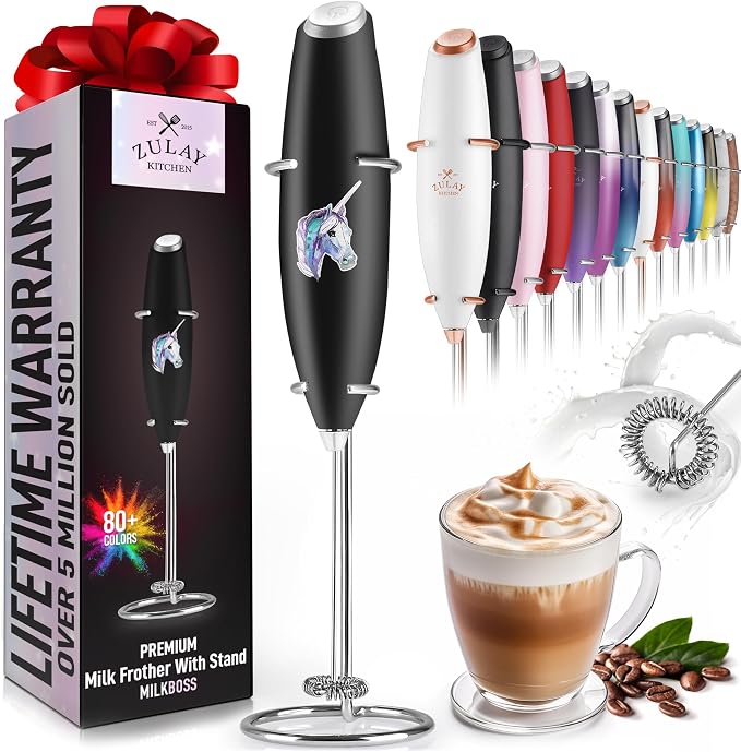 Mini & Mighty Milk Frother Wand – Powerful Handheld Coffee Frother, Battery Operated Drink Mixer – Compact Pocket Size – Detachable Whisk for Latte, Cappuccino, Matcha, Hot Chocolate