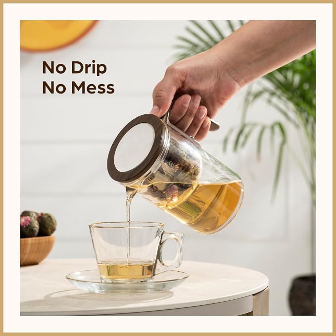 Enchanti Tea Pot - Modern Glass Infuser Teapot - Water Separation Magic Teapot with Heat-Resistant Handle - Elegant Gift Box & Writable Card - Perfect for Loose Leaf Tea - 600 ML (20oz)