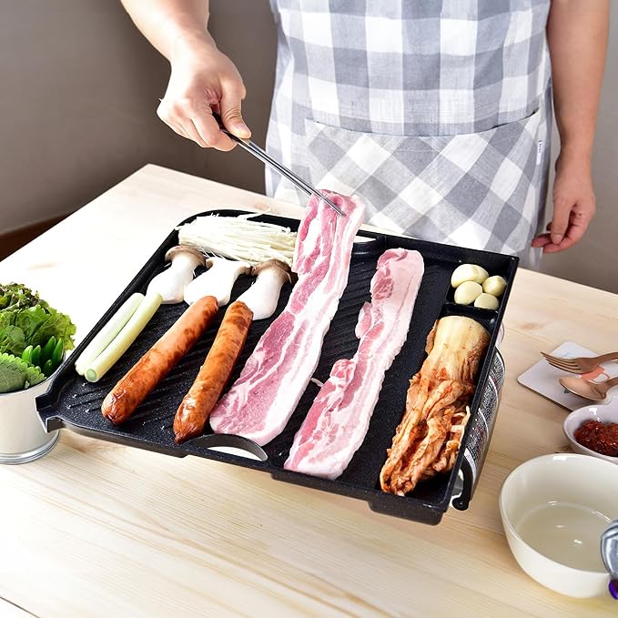 COOKKING - Master Grill Pro, Korean Traditional BBQ Grill Pan - Stovetop Nonstick Indoor/Outdoor Smokeless BBQ Cast Aluminum Grill Pan (MasterGrill Pro) (No Induction), Made in Korea