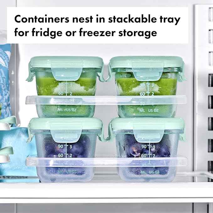 OXO Tot Glass Baby Blocks Food Storage Containers (4 oz) - Opal