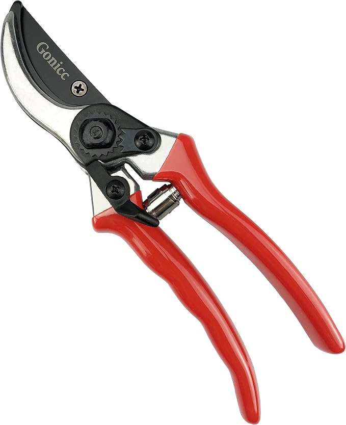 gonicc 8" Professional Sharp Bypass Pruning Shears (GPPS-1002) | Arthritis Friendly Garden Scissors & Plant Clippers, Sap Groove Design, Effortlessly Prunes 3/4" Branches.