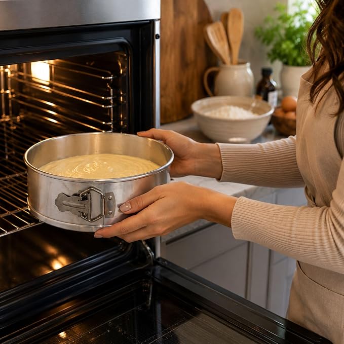 Restaurantware Met Lux 9 Inch Round Cake Pan 1 Springform Springform Pan - Removable Bottom Release Latch Silver Aluminum Cheesecake Pan For Baking Desserts
