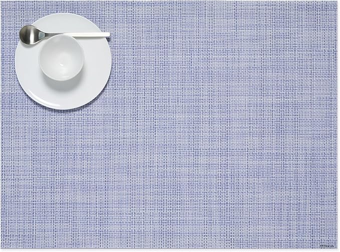 Chilewich Mini Basketweave Placemats, Woven Rectangle Placemats Set of 4 | Easy Care Woven Tabletop Textiles, Indoor/Outdoor, Periwinkle, 19" x 14"