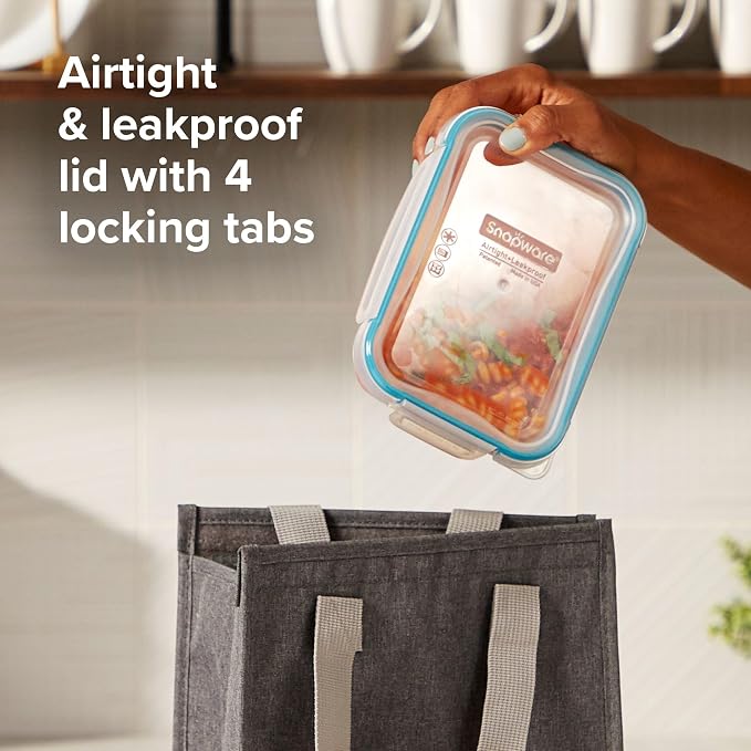 Snapware Plastic Total Solution (3-Pack, 8.5-Cup) Food Storage Containers | Meal prep containers with plastic BPA-free lids with 4 locking tabs, microwave, dishwasher, & freezer safe