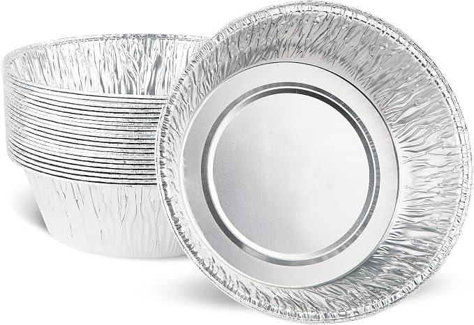 PLASTICPRO 6.5'' Inch Round Tin Foil Pans Disposable Aluminum, Freezer & Oven Safe - For Baking, Cooking, Storage, Roasting, & Reheating, Deep Pack of 20