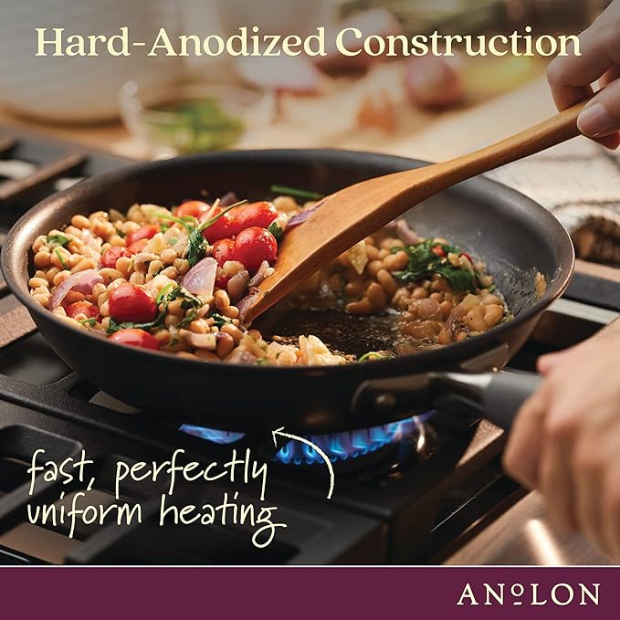 Anolon Advanced Home Hard-Anodized Nonstick Sauce Pan with Straining Lid, 2-Quart, Moonstone