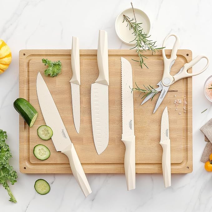 Premium Quality 8-Piece Knife Set with Block, Lightweight and Strong, ﻿ Ergonomic Handles for Home,Dishwasher Safe ﻿