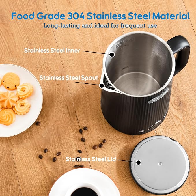 Arofeer® Electric Kettle Temperature Control, 1.7L Stainless Steel Electric Tea Kettle with LED Display, 5 Presets, 4-Hour Keep Warm, Fast Boil Hot Water Kettle for Tea, Coffee & Oatmeal, Black