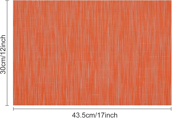 Myir JUN Placemats Set of 8 Kitchen and Dining Table Placemats | Vinyl Placemats Place Mats Indoor/Outdoor Set of 8 Washable Table Mats Non-Slip Place mats for Dining Table, Orange