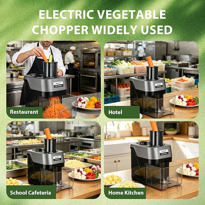 5-In-1 Vegetable Chopper Electric,Stainless Steel Chopper With Slice Strips