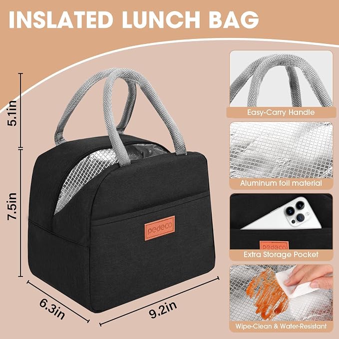 White Bento Box with Bag for Adult Kid, Leakproof 2-Layers Stackable | Insulated bag and sauce pod,2-tier stackable 1100ml ,Microwave & dishwasher safe, BPA-free,For school, work, travel, picnic