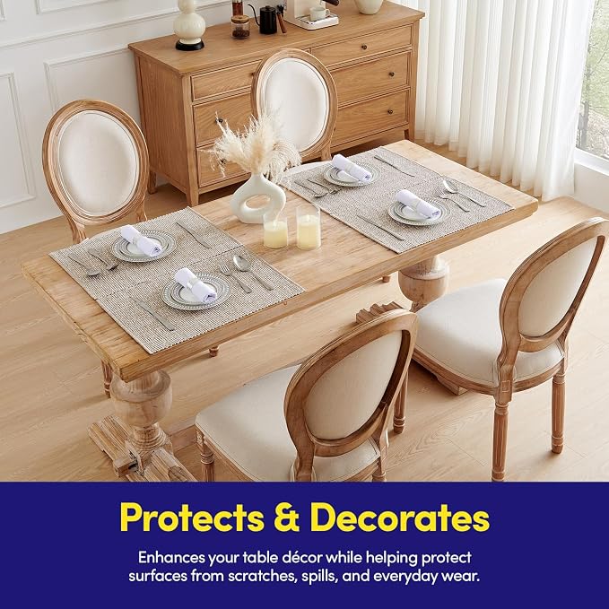 Sweet Home Collection 100% Cotton Placemats for Dining Room Rectangle Two Tone Woven Fabric 13" x 19" Soft Durable Table Mat Set, Set of 4, Taupe