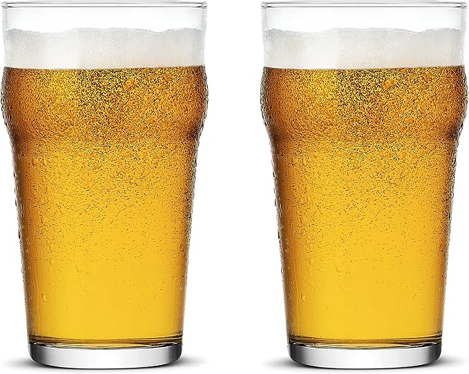 LUXU Pint Glasses,20oz British Beer Glass,Easy to Stack Beer Glasses | Drinking Glasses Made for Cold Beverages,2pc Beer Glass,Pilsner Glasses,IPA Beer Glass. Glassware Beer Cup,Beer Gifts for Men