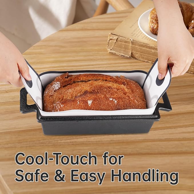 NiHome Silicone Bread Sling 4 Pack, Nonstick Reusable Loaf Pan Liner, White | Eco-Friendly Fits 9x5, 9.5x5, 10x5 Inch Bakeware, Dishwasher Safe, Clever Folded Corners Prevent Batter Leakage