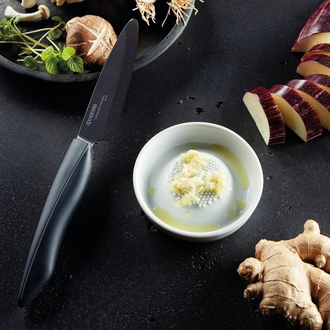 KYOCERA Advanced Ceramic Grater – Sharp Ginger, Garlic & Cheese Shredder | KYOCERA Ceramic Ginger Grater: Ultra-Sharp Non-Reactive Shredder for Garlic, Cheese, & Vegetables with Non-Slip Silicone Base