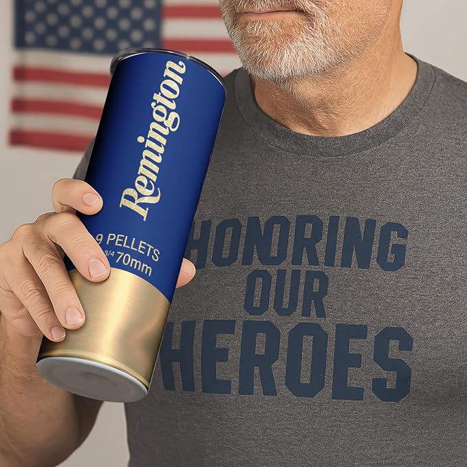 TUMBTU Blue Shotgun Shell 20oz Skinny Tumbler,Funny Travel Mug for Men | Coffee Cup Gift for Men,Hunters,Outdoors,Christmas,Birthday,Stainless Steel Insulated,Include 1 Tumbler and 1 Lid